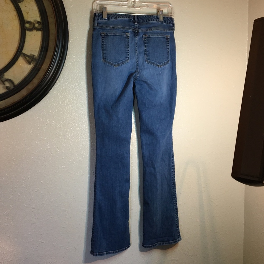 Eddie Bauer boot cut blue jeans.